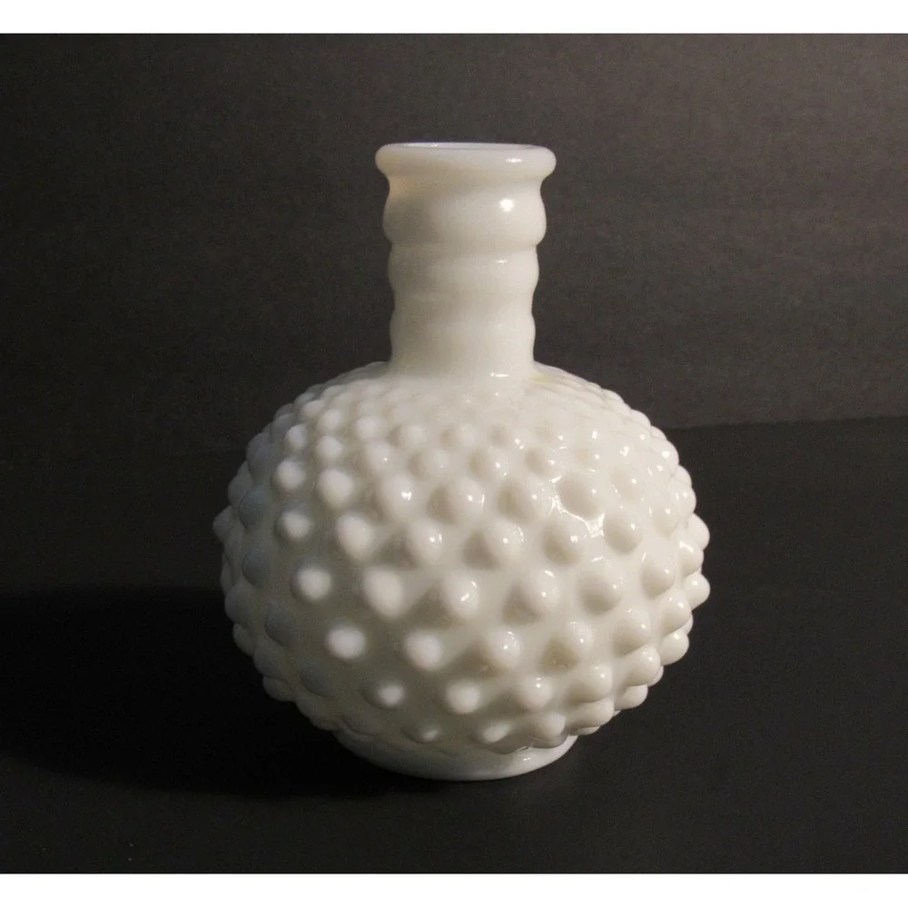 Vintage Fuller Brush Co White Milk Glass Hobnail Bottle Bud Vase 5 Inch USA